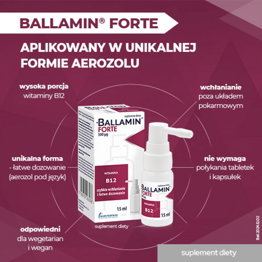 Miniaturka artykułu - #1 BALLAMIN FORTE Witamina B12 500&micro;g, 15ml