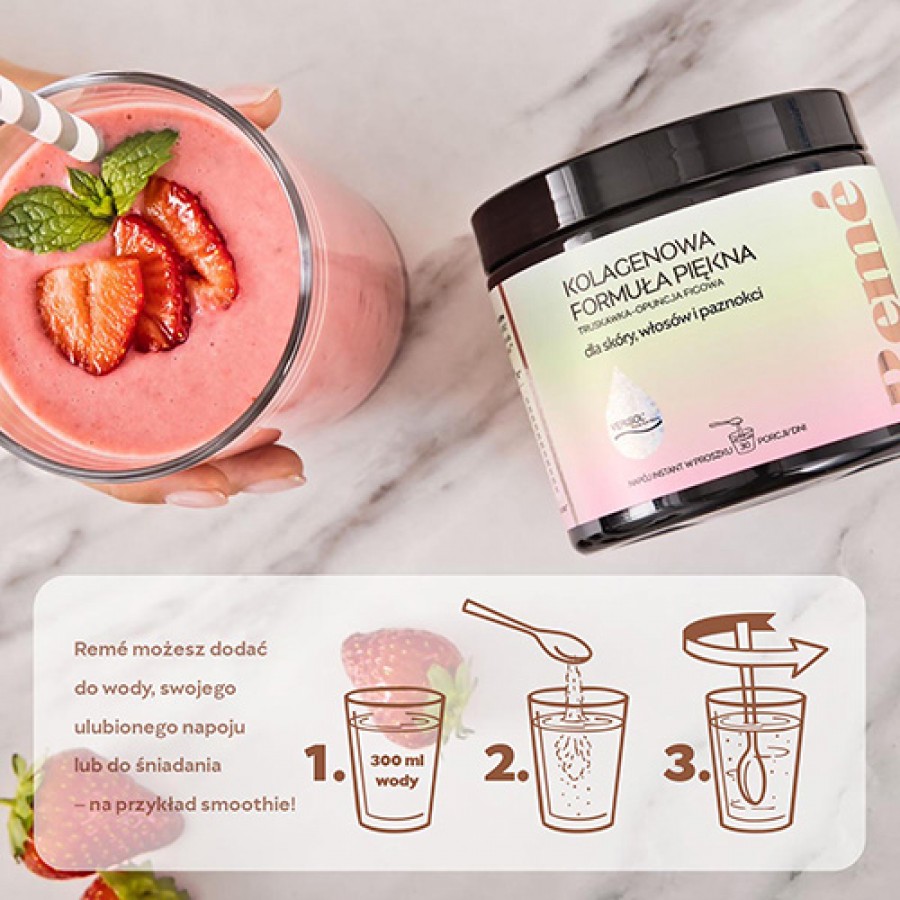 Miniaturka artykułu - #1 REME Kolagenowa Formuła Piękna Truskawka-Opuncja Figowa, 150g