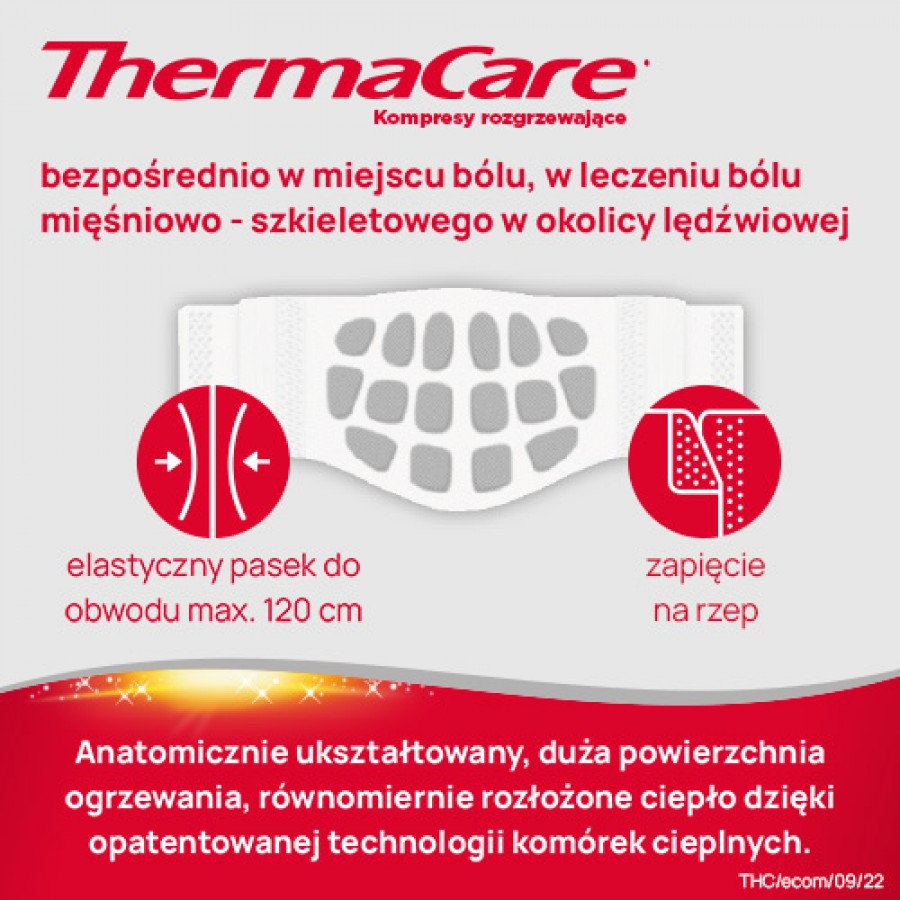 Zdjęcie produktu - 3 ThermaCare Kompresy rozgrzewające na dolne okolice plec&oacute;w i stawy biodrowe, 4 szt.