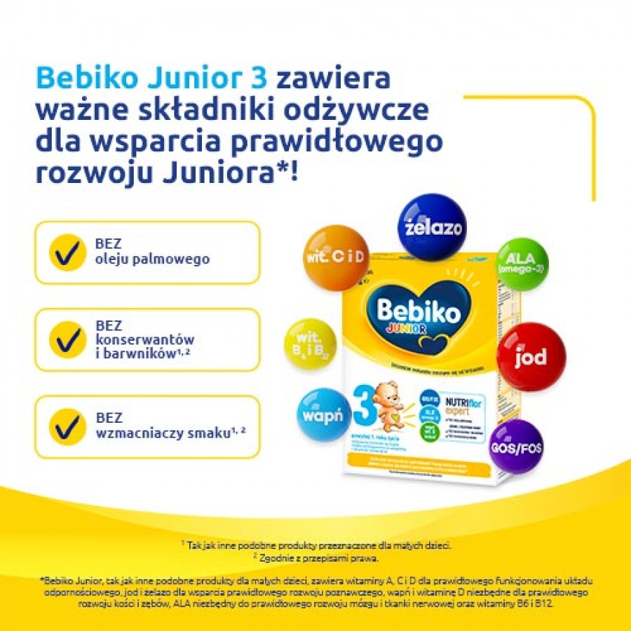 Zdjęcie produktu - 3 Zestaw Bebiko Junior 3 NUTRIflor Expert Odżywcza formuła na bazie mleka dla dzieci powyżej 1. roku życia, 4x600g