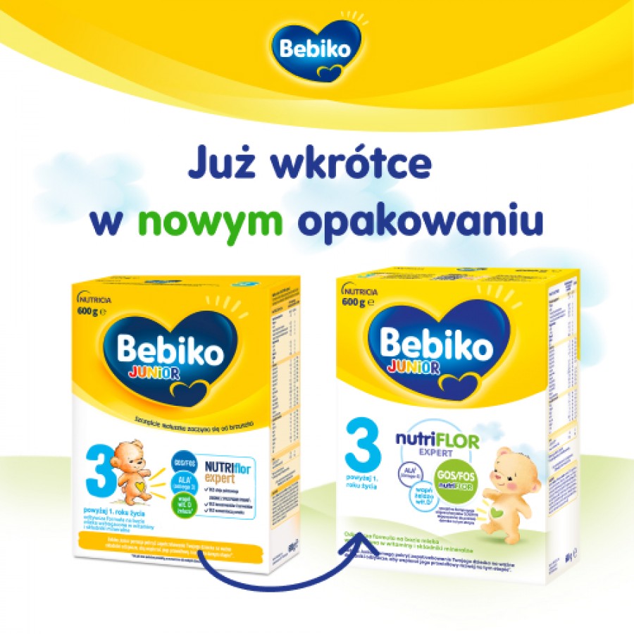 Miniaturka artykułu - #0 Zestaw Bebiko Junior 3 NUTRIflor Expert Odżywcza formuła na bazie mleka dla dzieci powyżej 1. roku życia, 4x600g