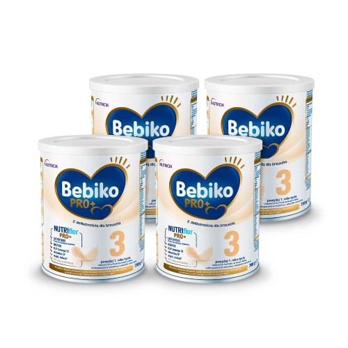 Miniaturka artykułu - #0 Zestaw Bebiko Pro+ 3 Odżywcza formuła na bazie mleka dla dzieci powyżej 1. roku życia, 4 x 700g