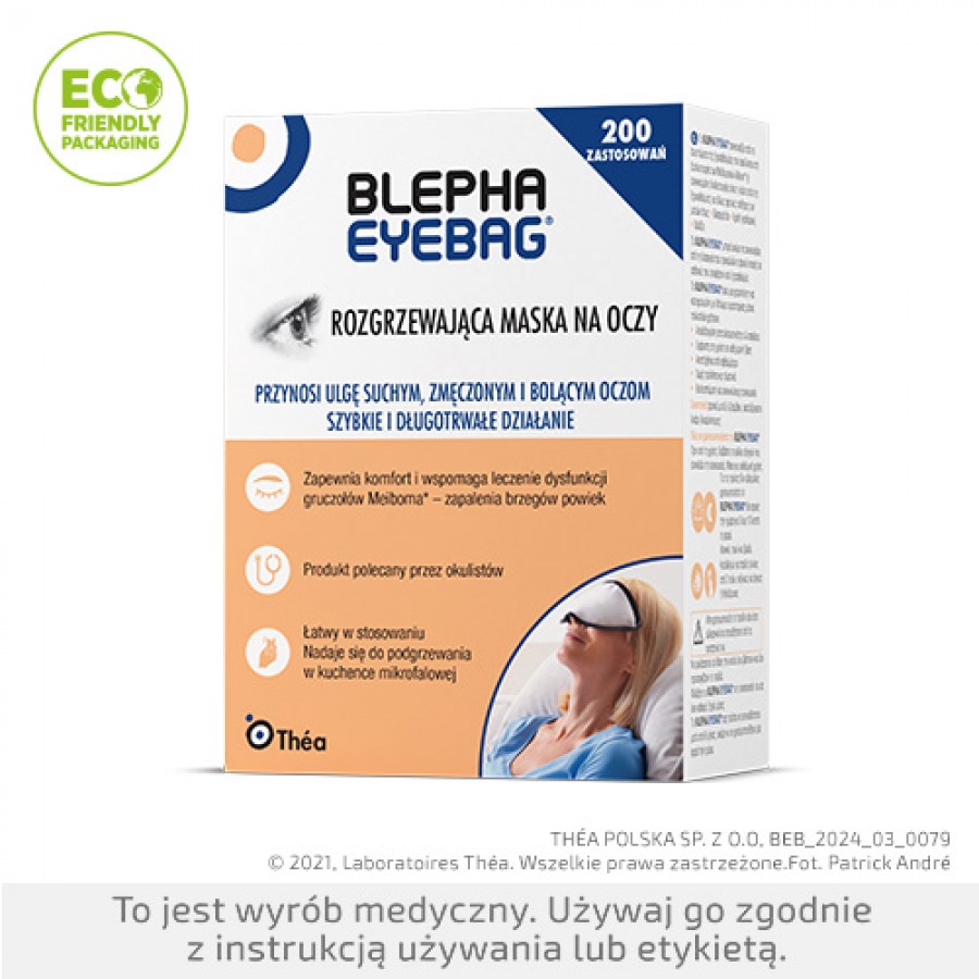 Miniaturka artykułu - #0 Blepha Eyebag Rozgrzewająca maska na oczy, 1 szt. - przynosi ulgę suchym, zmęczonym i bolącym oczom