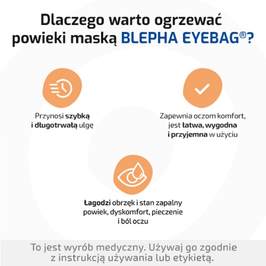 Zdjęcie produktu - 2 Blepha Eyebag Rozgrzewająca maska na oczy, 1 szt. - przynosi ulgę suchym, zmęczonym i bolącym oczom