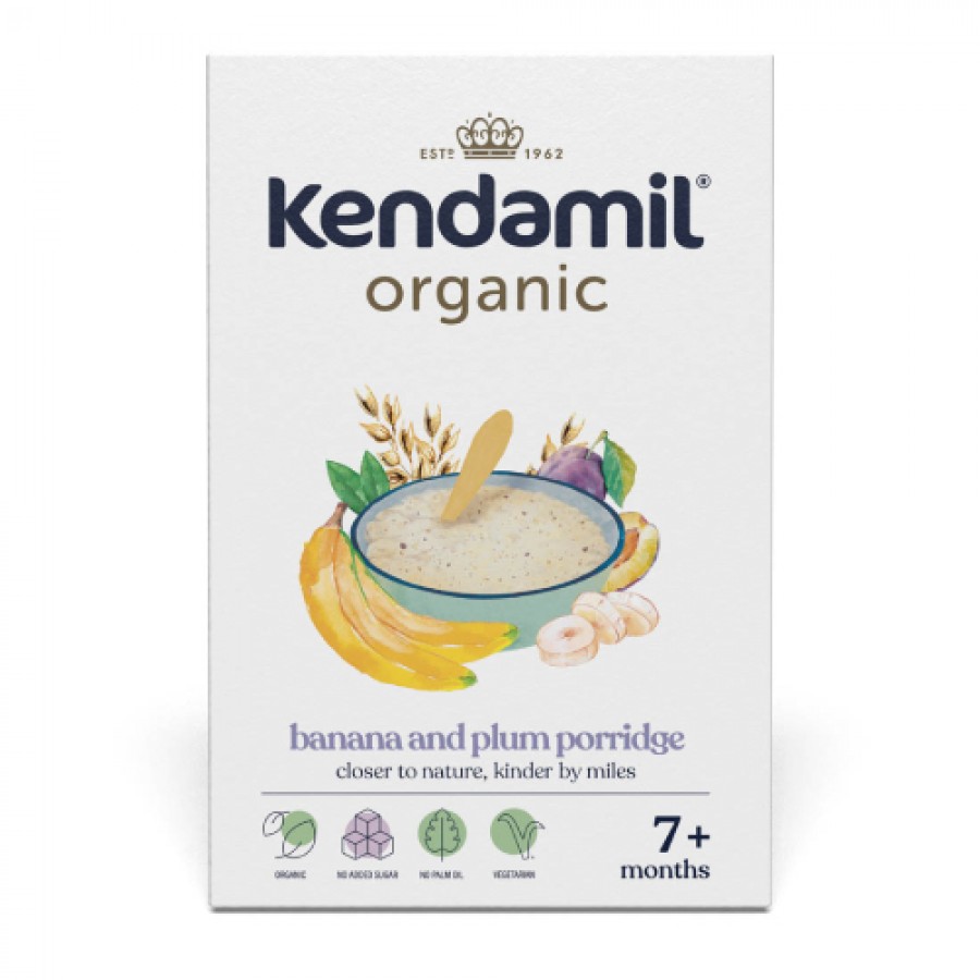 Miniaturka artykułu - #0 Kendamil BIO Bezmleczna kaszka ze śliwkami i bananem, 150 g