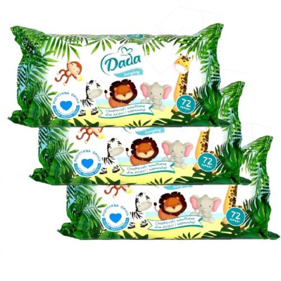 Miniaturka artykułu - #0 DADA Wipes Everyday Chusteczki Nawilżające, 3x72 szt.
