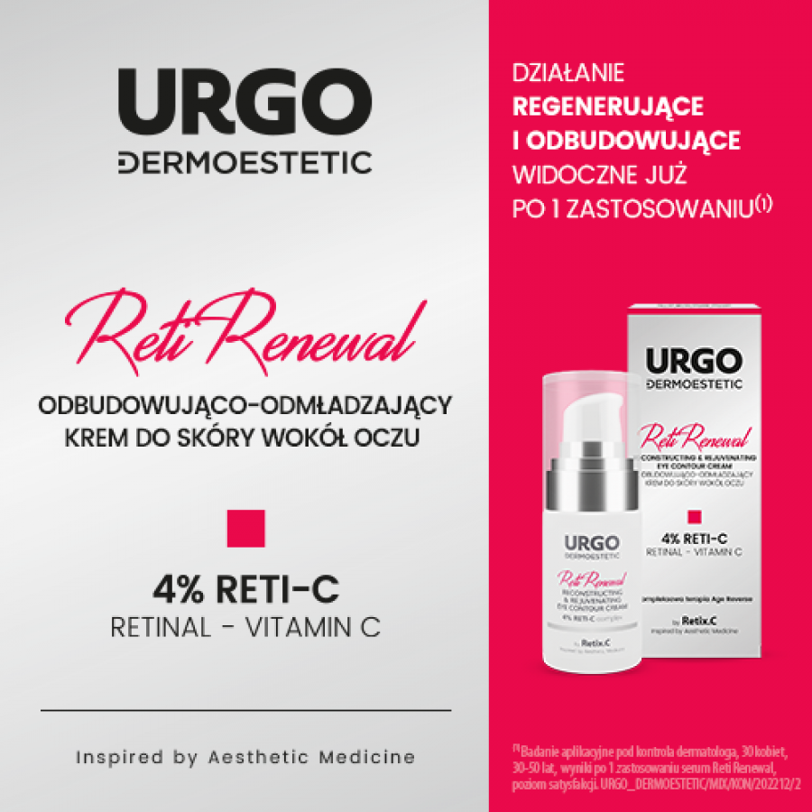Miniaturka artykułu - #0 URGO DERMOESTETIC RetiRenewal Krem odbudowująco-odmładzający do sk&oacute;ry wok&oacute;ł oczu 4% RETI-C, 15ml