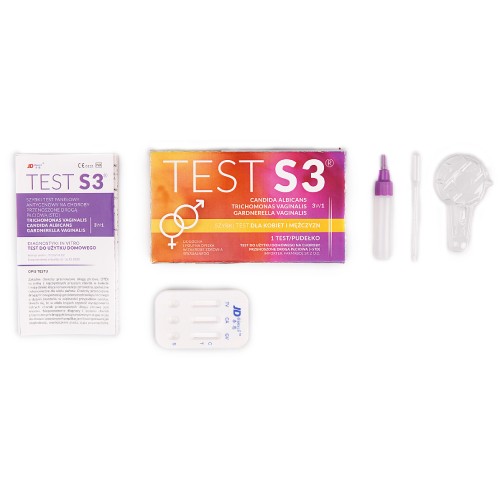 Zdjęcie produktu - 0 Szybki test antygenowy S3 wykrywający i r&oacute;żnicujący choroby intymne u kobiet i mężczyzn 3w1, 1szt.
