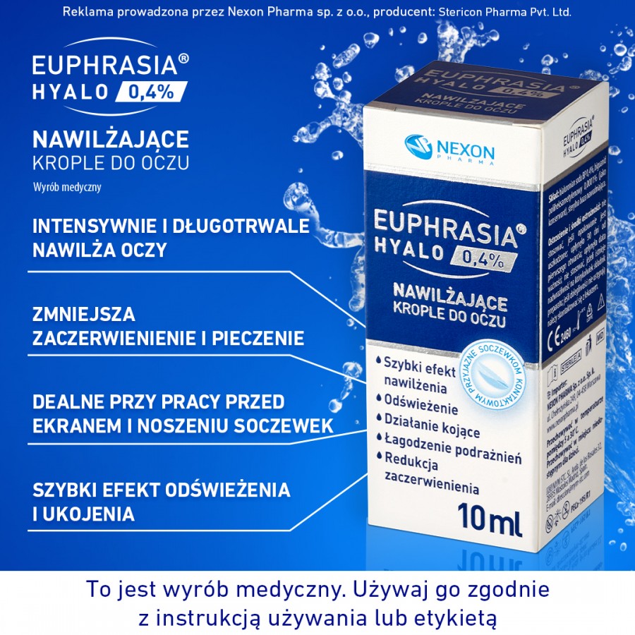 Zdjęcie produktu - 0 EUPHRASIA Hyalo 0,4% Nawilżające krople do oczu, 10 ml