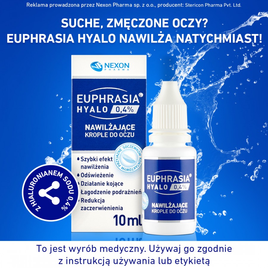Zdjęcie produktu - 1 EUPHRASIA Hyalo 0,4% Nawilżające krople do oczu, 10 ml