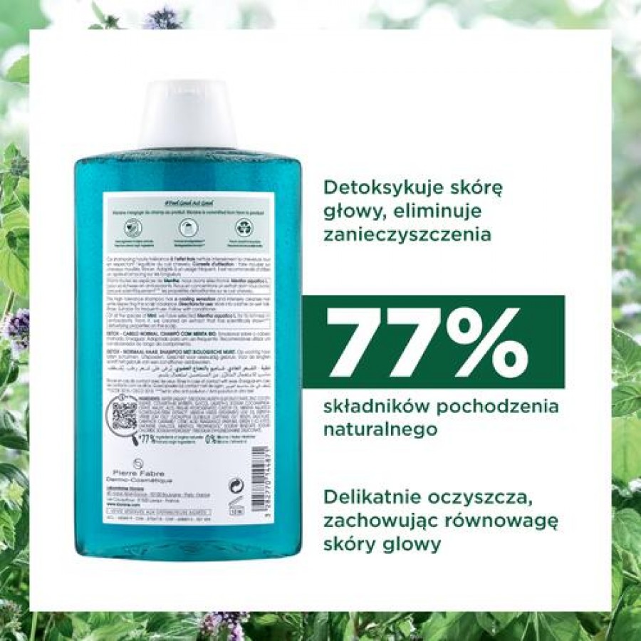 Miniaturka artykułu - #1 KLORANE Szampon z organiczną miętą, 400ml
