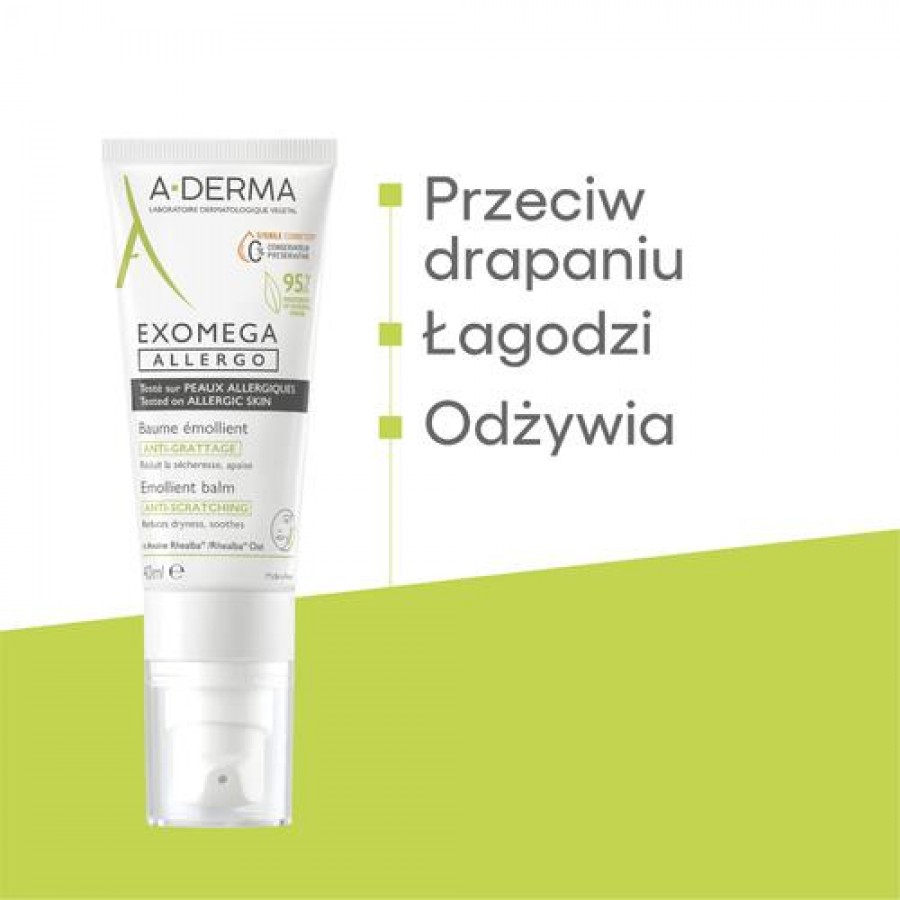 Zdjęcie produktu - 2 A-DERMA Exomega Allergo Emollient Balm Balsam, 40ml