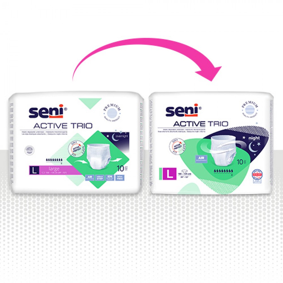 Zdjęcie produktu - 0 SENI ACTIVE TRIO LARGE Elastyczne majtki chłonne, 10szt.