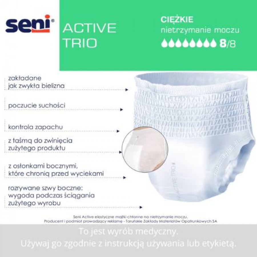 Zdjęcie produktu - 3 SENI ACTIVE TRIO LARGE Elastyczne majtki chłonne, 10szt.