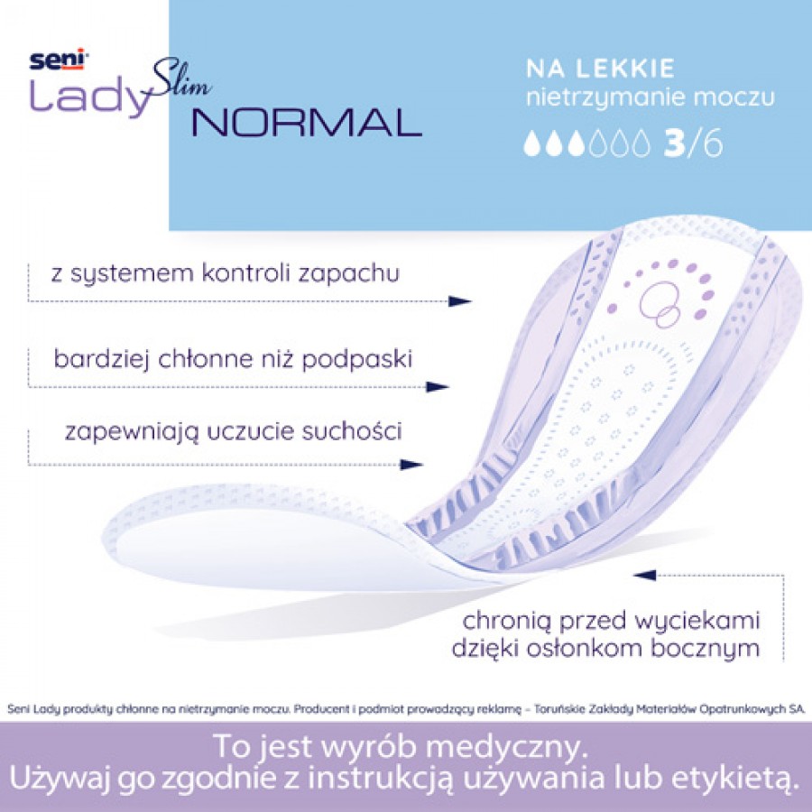 Miniaturka artykułu - #0 SENI LADY SLIM NORMAL Anatomiczne wkładki urologiczne, 12 szt.