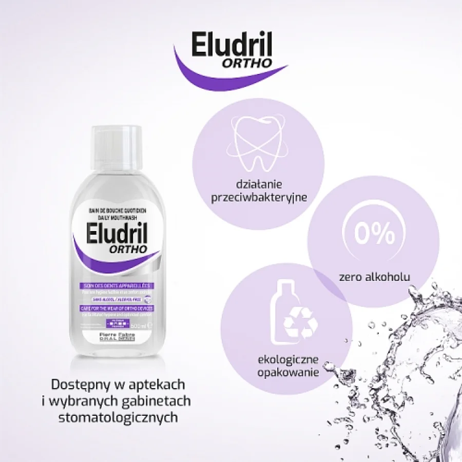 #0 – Eludril ORTHO Płyn do płukania jamy ustnej dla os&oacute;b noszących aparaty ortodontyczne, 500 ml