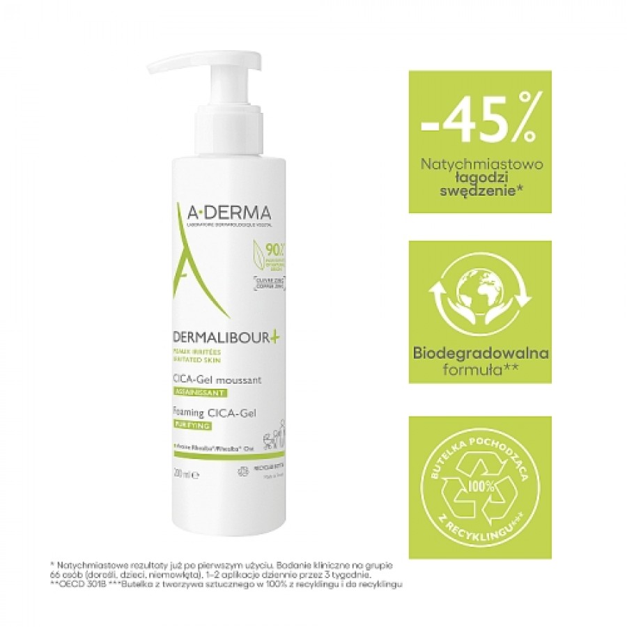 Miniaturka artykułu - #0 A-DERMA DERMALIBOUR+ CICA żel do mycia, 200ml