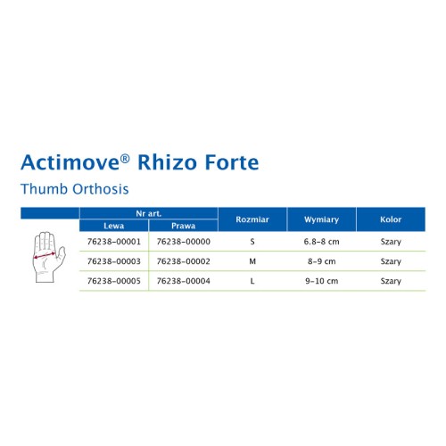 Zdjęcie produktu - 0 Actimove Professional Line Orteza kciuka rozmiar S (lewa) szary, 1szt.