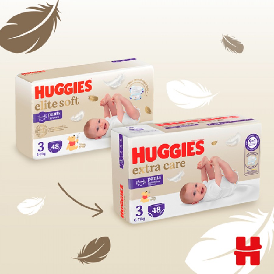 #8 – HUGGIES Pieluchomajtki Elite Soft Pants rozmiar 3 (6-11kg), 48szt. 