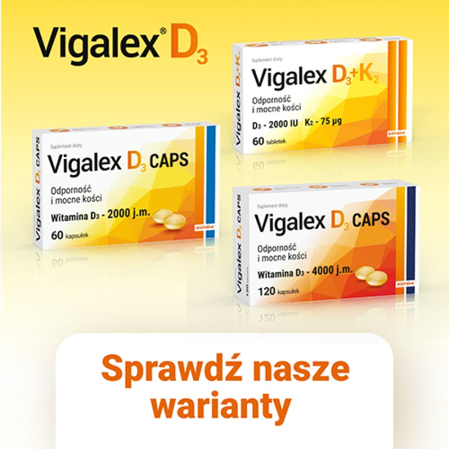 Zdjęcie produktu - 3 Vigalex D3 Caps 4000 j.m., 120 kapsułek
