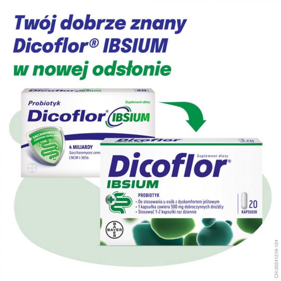 Miniaturka artykułu - #0 Dicoflor Ibsium probiotyk dla dzieci i dorosłych, 20 kaps.