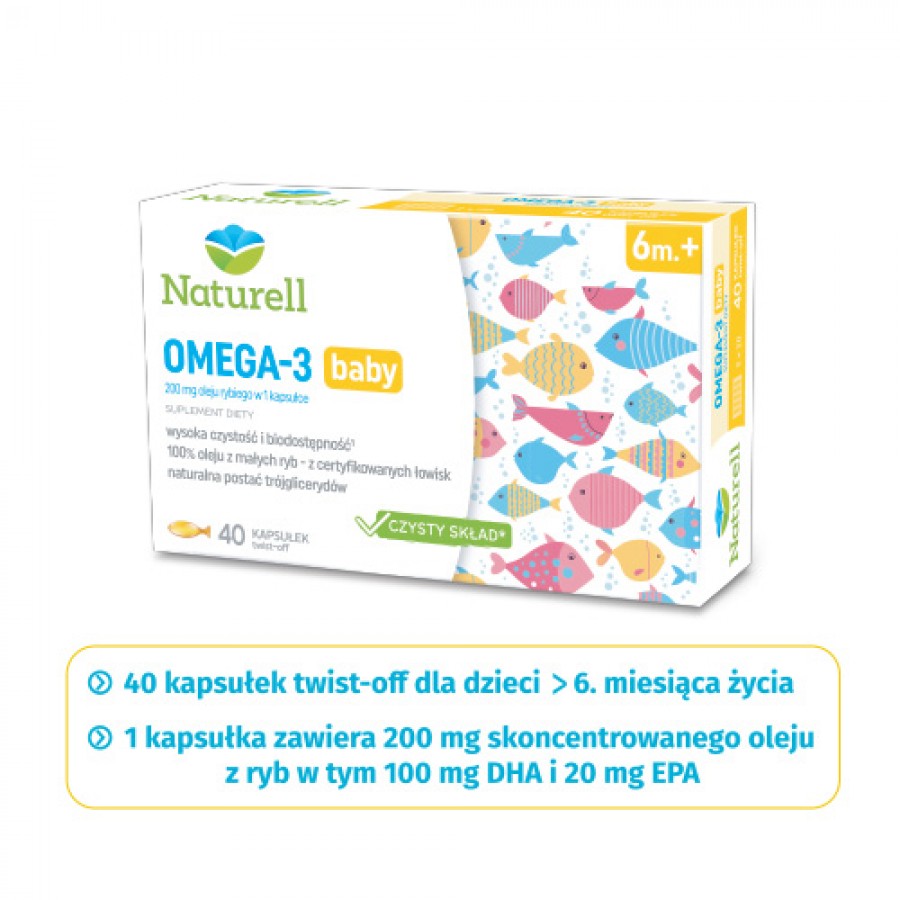Miniaturka artykułu - #0 Naturell Omega 3 baby, 40 kaps.