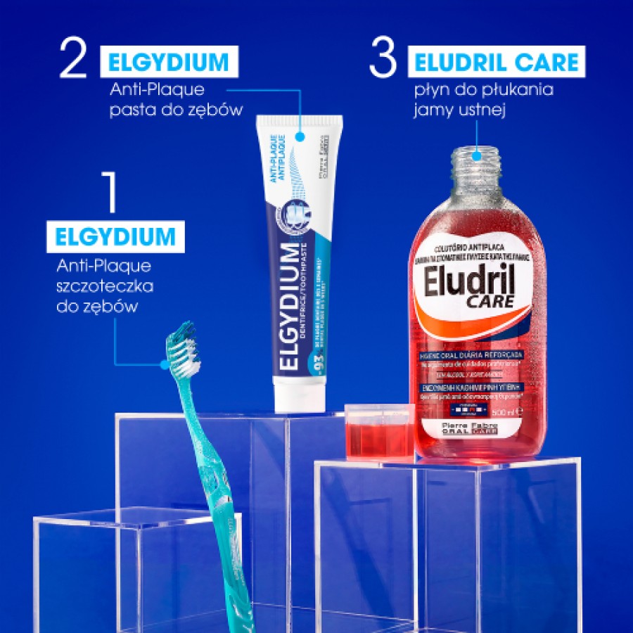 Miniaturka artykułu - #0 Zestaw ELGYDIUM ANTI-PLAQUE pasta do zęb&oacute;w, 2 x 75ml