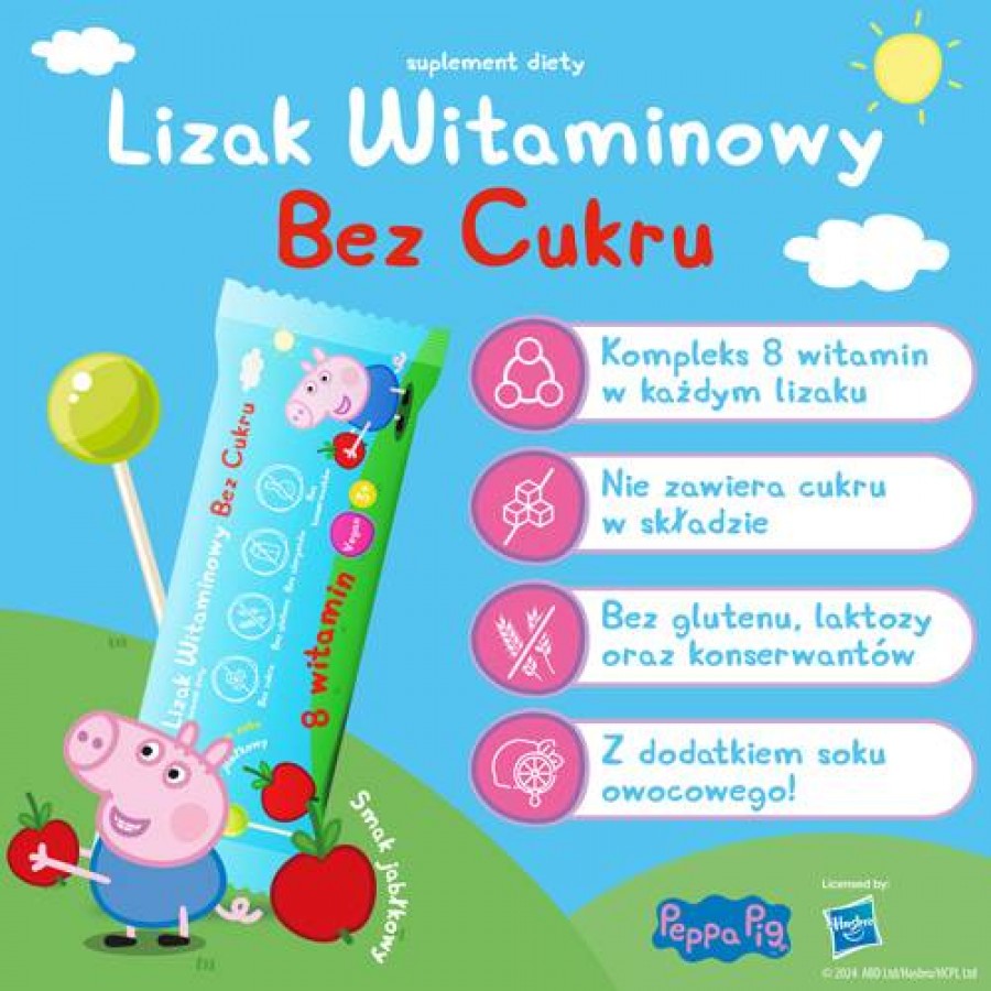 Miniaturka artykułu - #1 DOMOWA APTECZKA Vitamin Lollipops Peppa Pig Lizak jabłkowy, 1 szt.