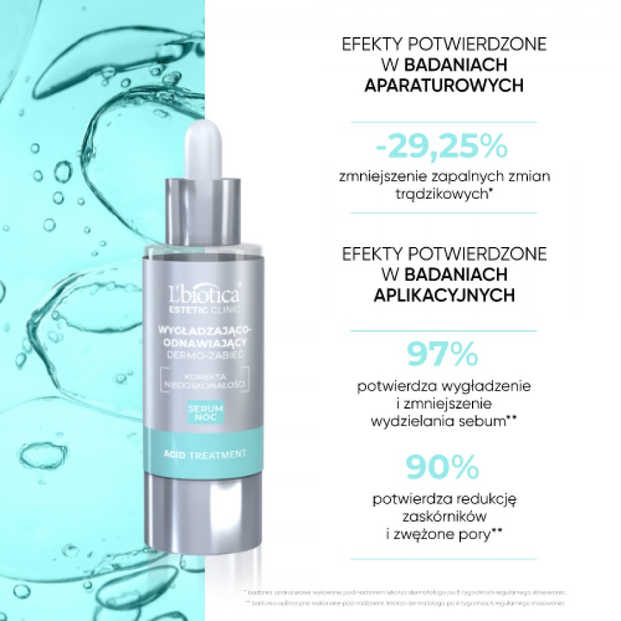 Miniaturka artykułu - #1 L'BIOTICA Estetic Clinic Acid Treatment Wygładzająco-odnawiające serum na noc, 30ml