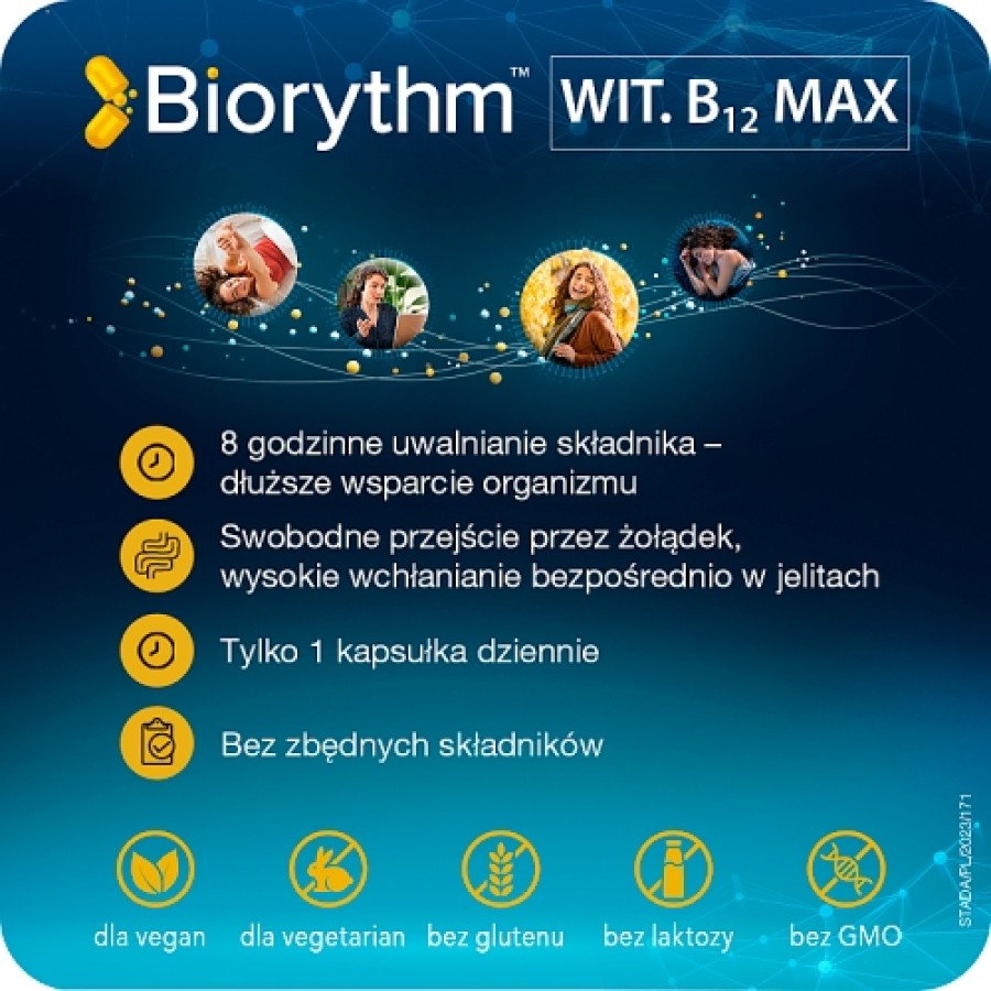 Zdjęcie produktu - 3 Biorythm Witamina B12 Max, 30kaps.