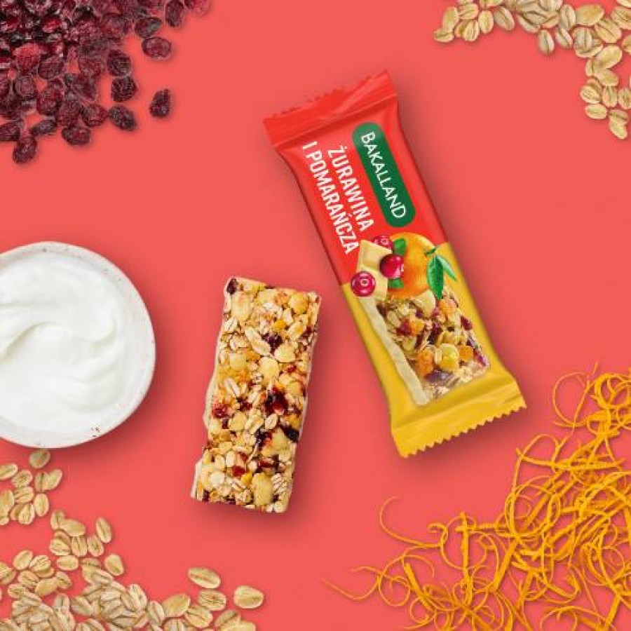 Zdjęcie produktu - 0 BAKALLAND BA! Baton żurawina i pomarańcza, 40g