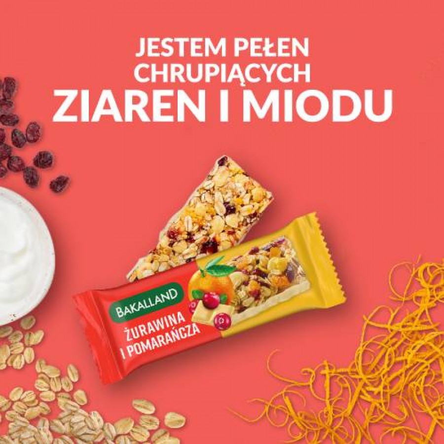 Zdjęcie produktu - 1 BAKALLAND BA! Baton żurawina i pomarańcza, 40g