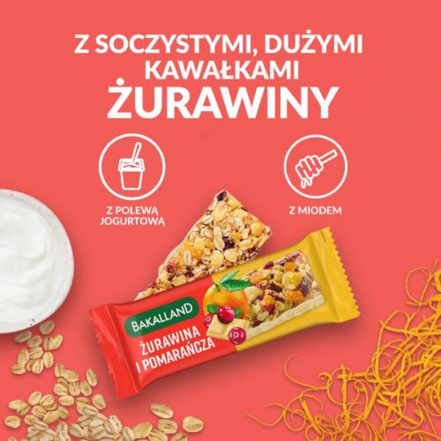 Zdjęcie produktu - 3 BAKALLAND BA! Baton żurawina i pomarańcza, 40g