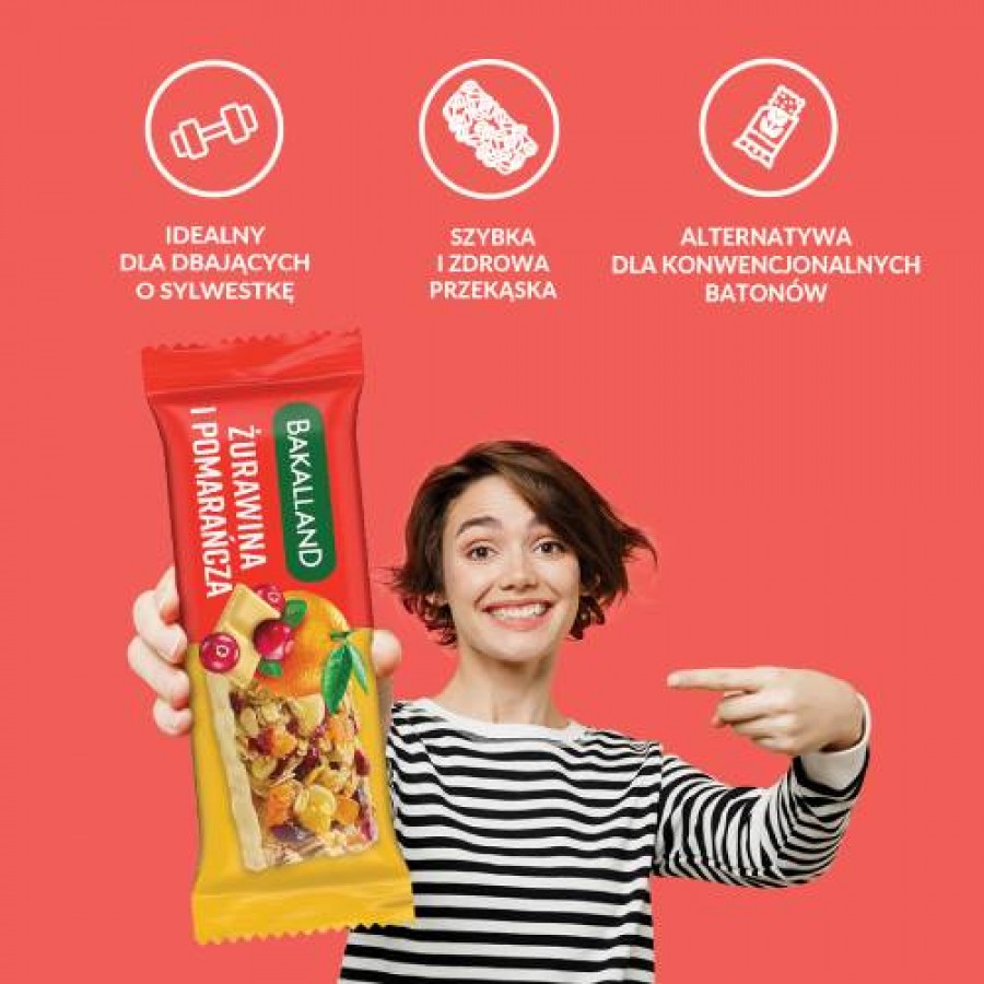 Zdjęcie produktu - 4 BAKALLAND BA! Baton żurawina i pomarańcza, 40g