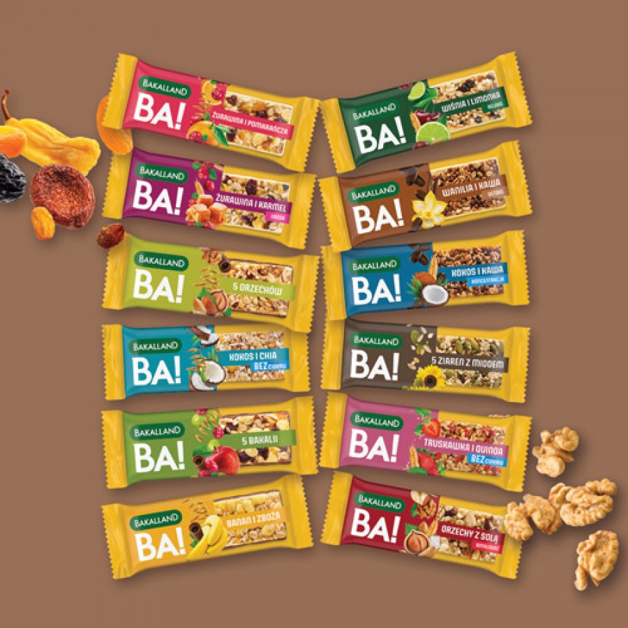 Zdjęcie produktu - 5 BAKALLAND BA! Baton 5 ziaren z miodem, 40g