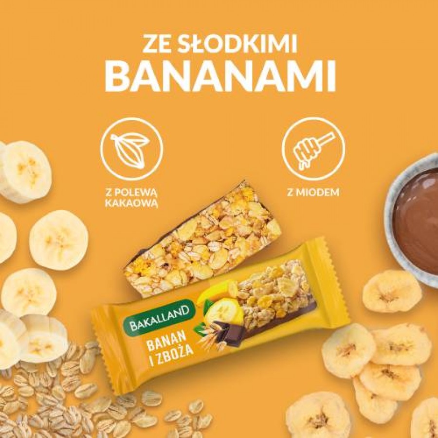 Zdjęcie produktu - 3 BAKALLAND BA! Baton zbożowy Banan, 40g