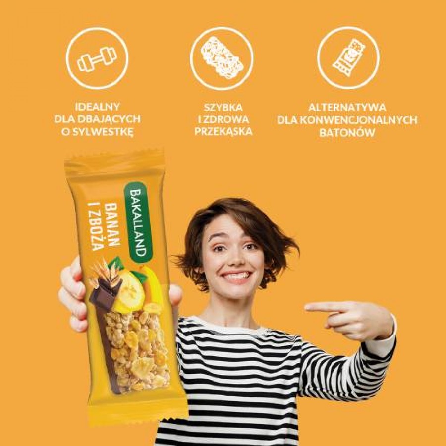 Zdjęcie produktu - 4 BAKALLAND BA! Baton zbożowy Banan, 40g