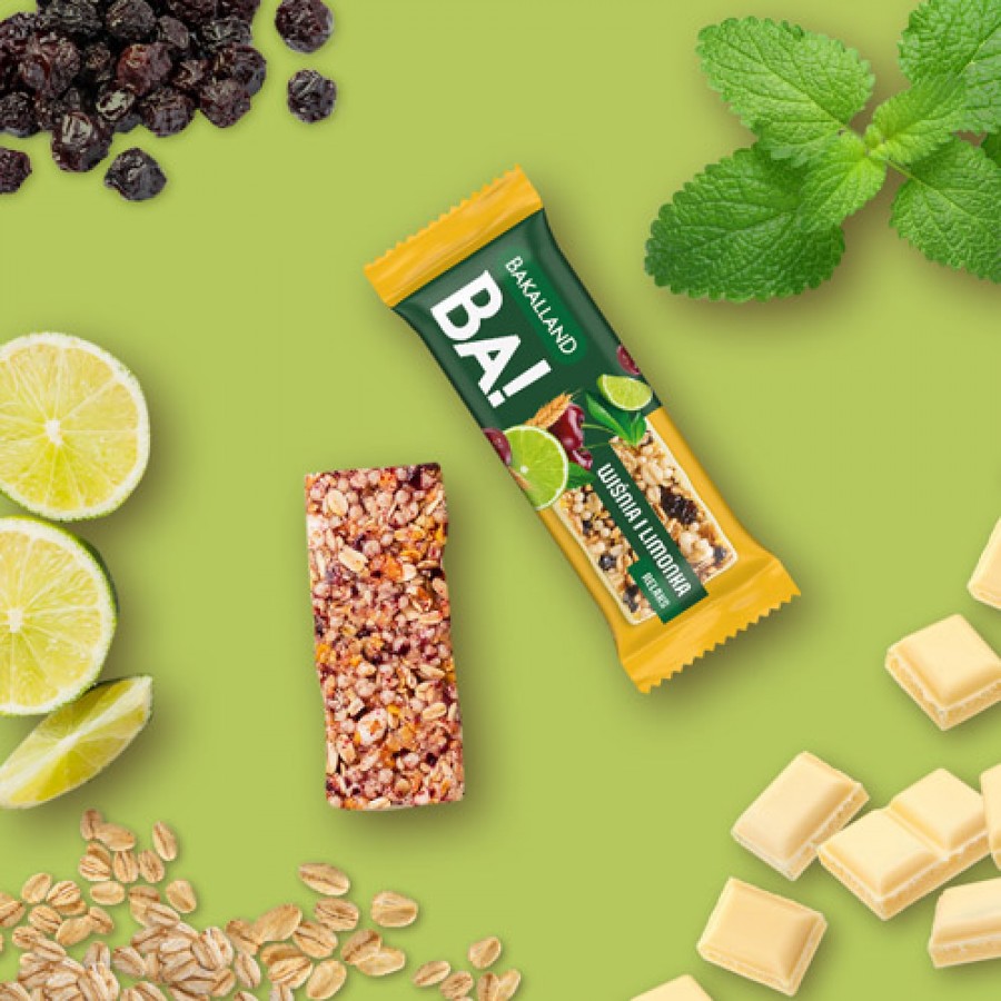Zdjęcie produktu - 0 BAKALLAND BA!lans RELAKS Baton Wiśnia i limonka, 38g