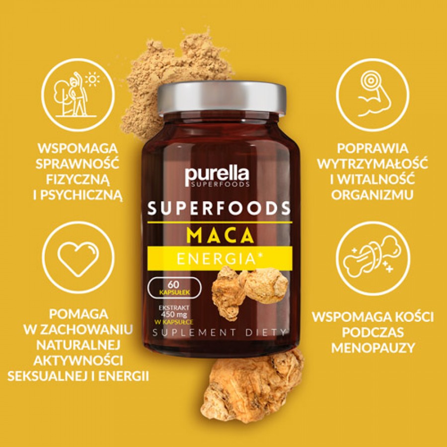 Zdjęcie produktu - 2 PURELLA Maca Energia, 60 kapsułek