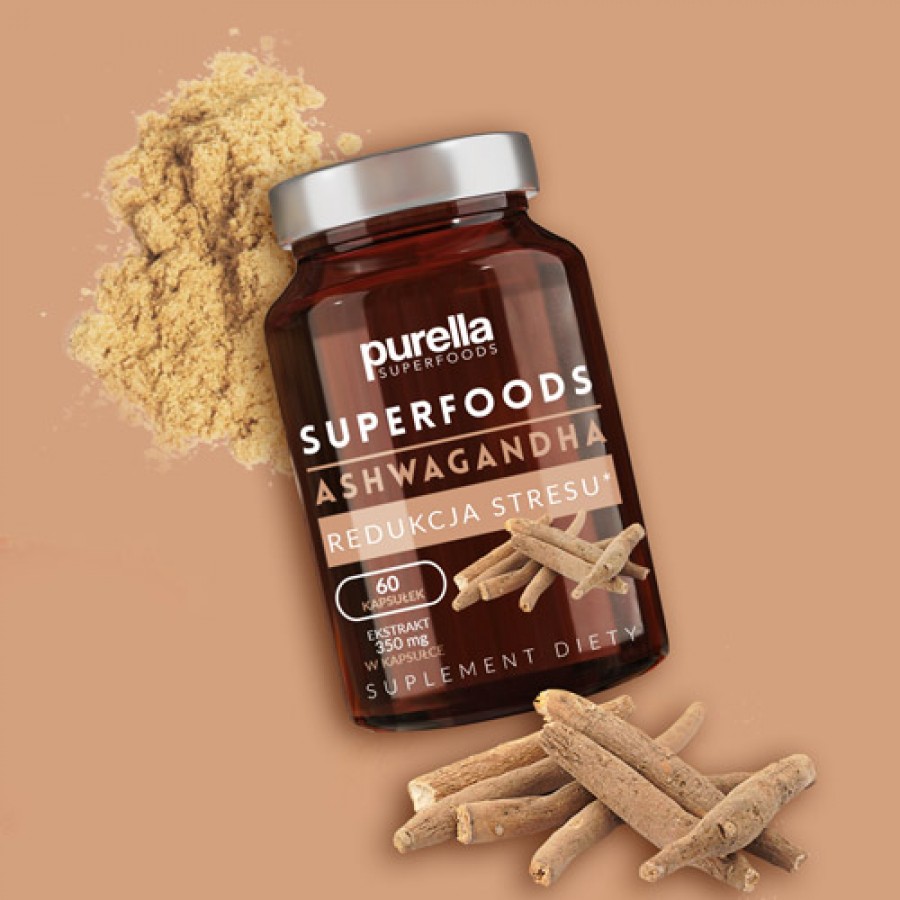 Zdjęcie produktu - 3 PURELLA Ashwagandha Redukcja stresu, 60 kapsułek