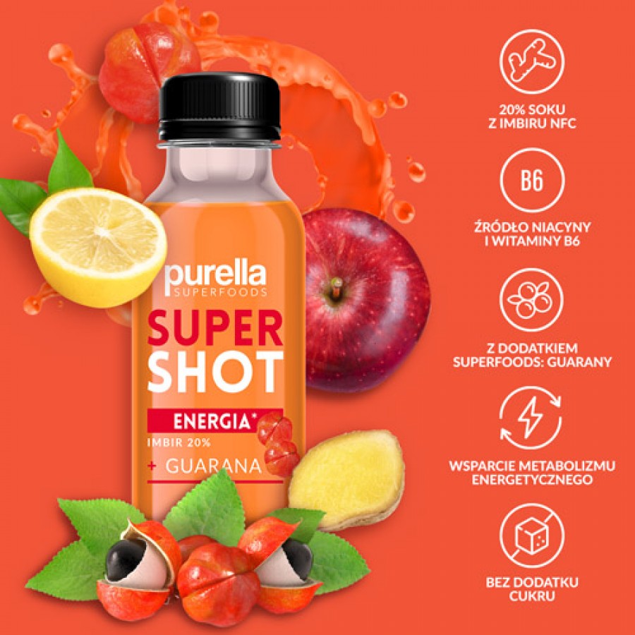 Zdjęcie produktu - 2 PURELLA SuperShot Energia imbir + guarana, 100 ml
