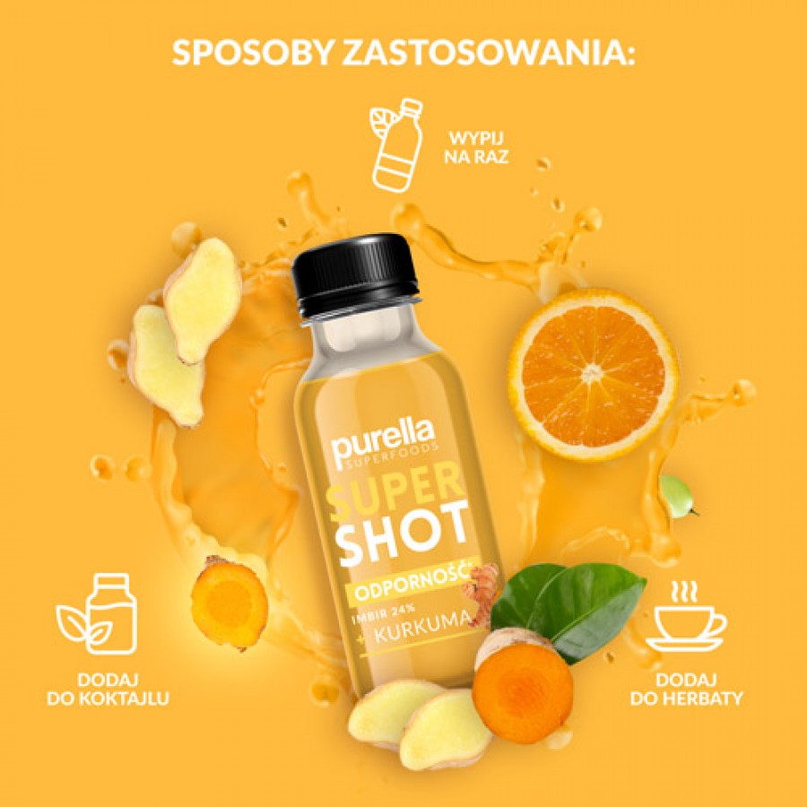 Zdjęcie produktu - 3 PURELLA SuperShot Odporność imbir + kurkuma, 100 ml