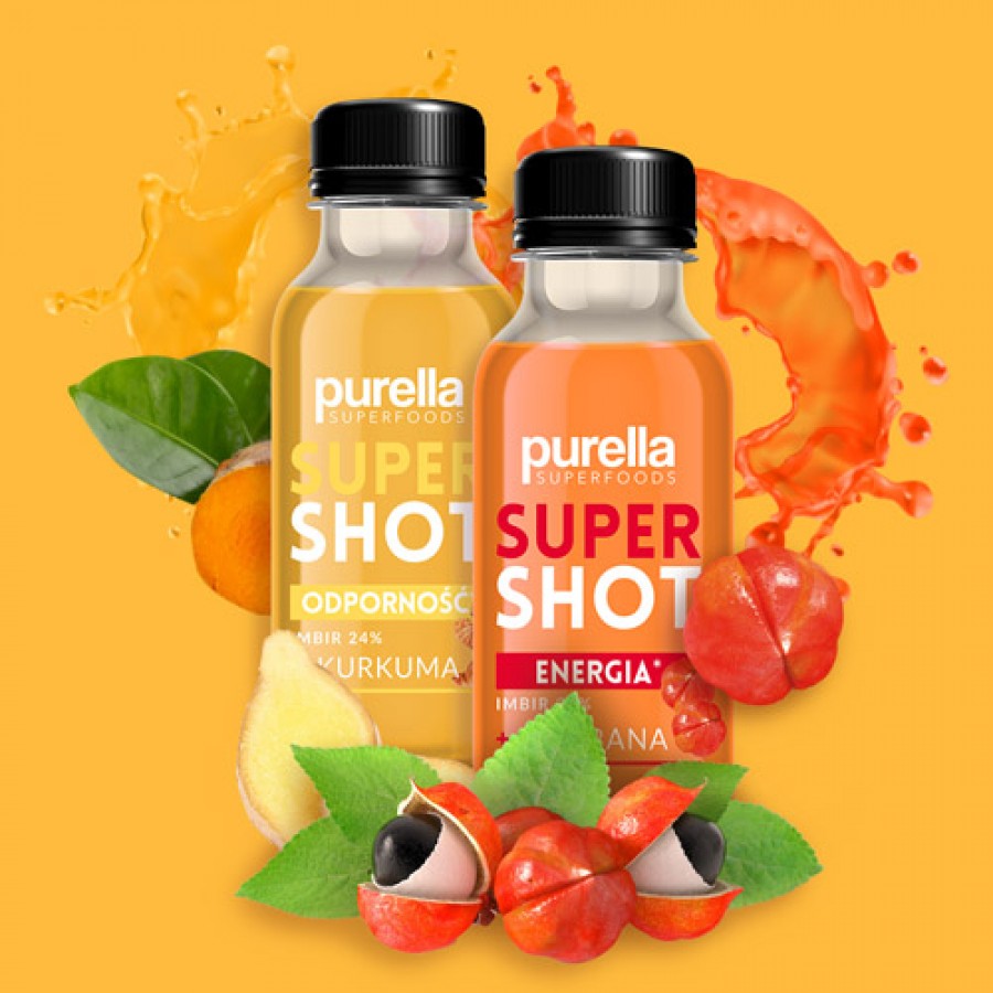 Zdjęcie produktu - 4 PURELLA SuperShot Odporność imbir + kurkuma, 100 ml