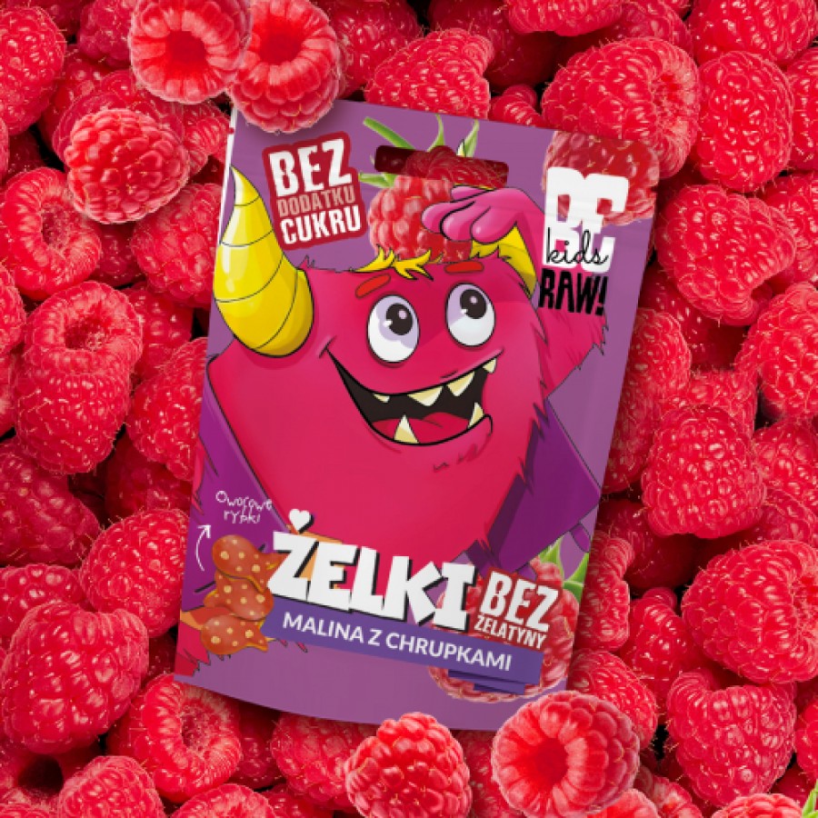 Miniaturka artykułu - #0 BeRAW Kids Żelki Malina z chrupkami, 35 g