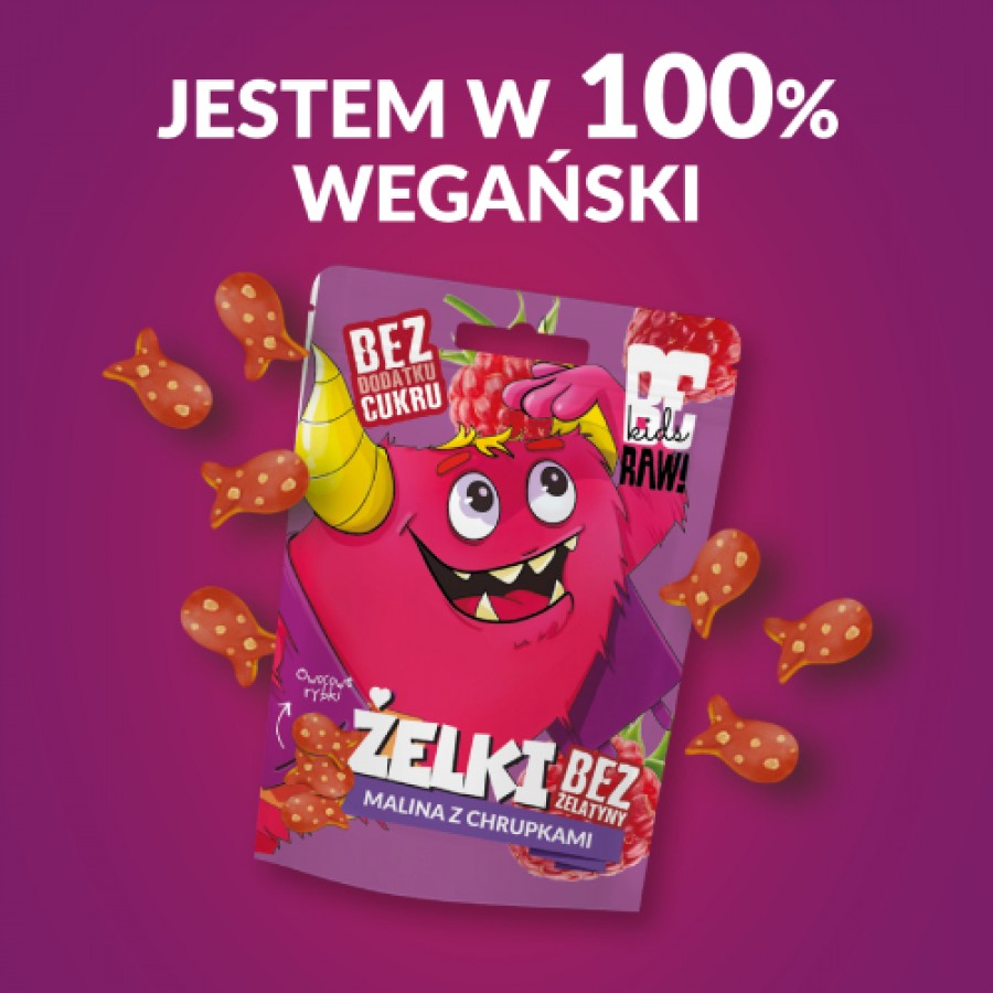 Miniaturka artykułu - #1 BeRAW Kids Żelki Malina z chrupkami, 35 g