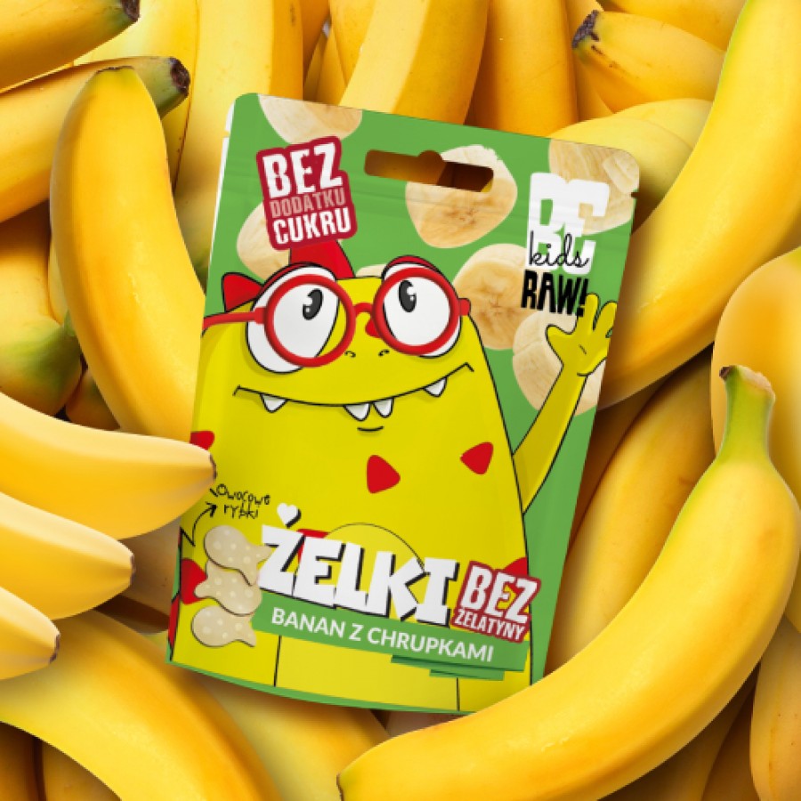 Miniaturka artykułu - #0 BeRAW Kids Żelki Banan z chrupkami, 35 g