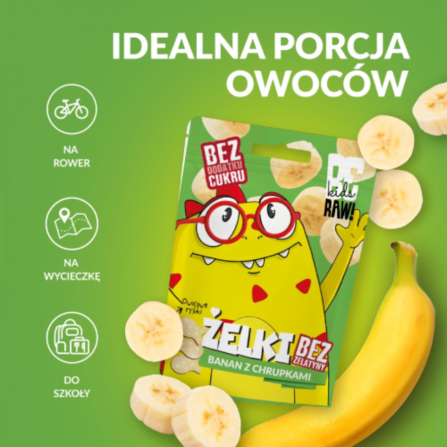 Zdjęcie produktu - 4 BeRAW Kids Żelki Banan z chrupkami, 35 g