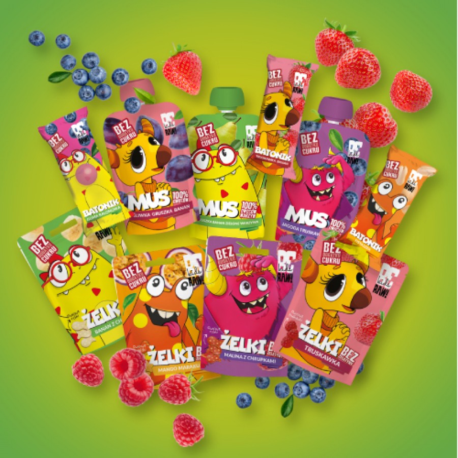 Zdjęcie produktu - 5 BeRAW Kids Żelki Banan z chrupkami, 35 g