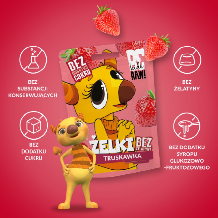 Zdjęcie produktu - 2 BeRAW Kids Żelki Truskawka, 35 g