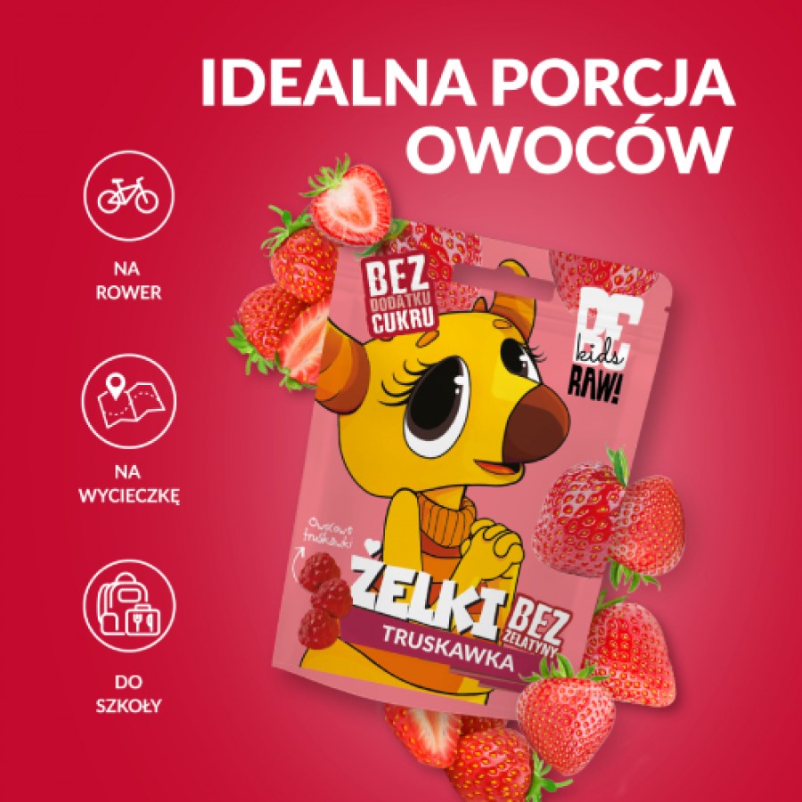 Zdjęcie produktu - 4 BeRAW Kids Żelki Truskawka, 35 g
